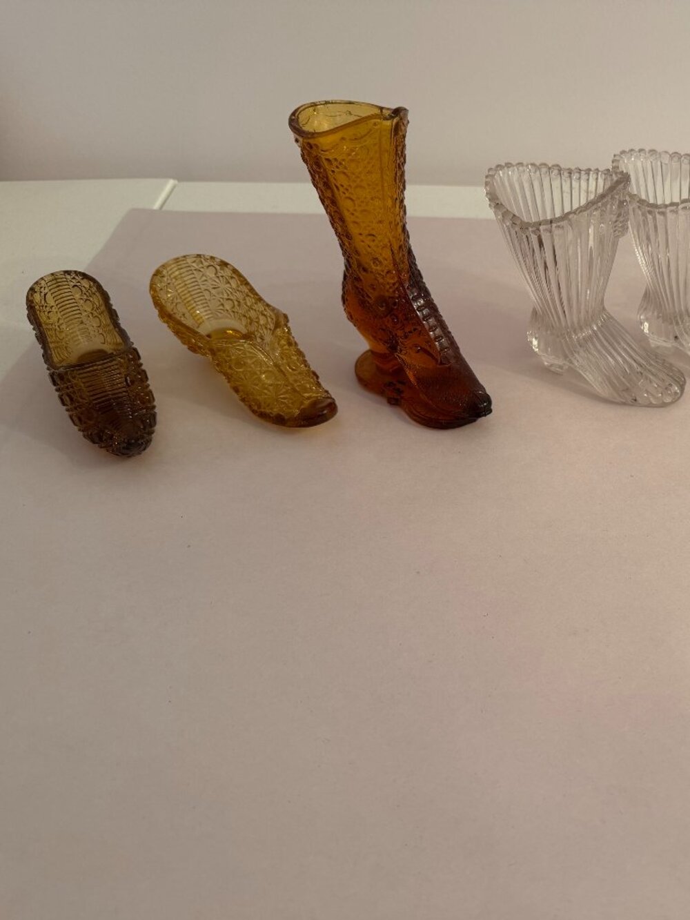 Vintage Miniature Glass and Ceramic Shoe Figurine Lot